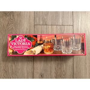 Vintage Set of 4 Lady Victoria Fine Crystal On The Rocks Glasses 10oz Chantelle